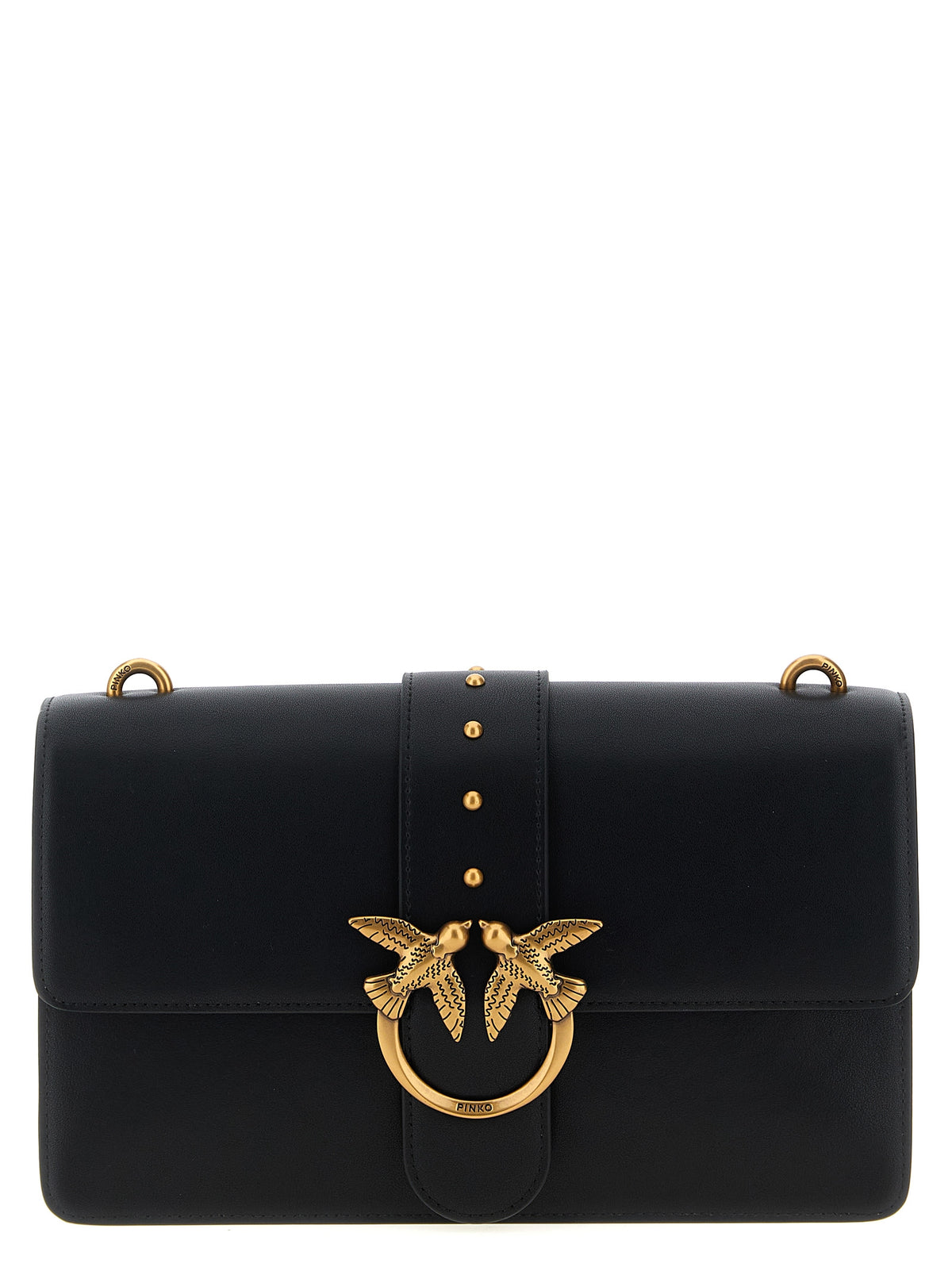 Discover the PINKO Love One Classic Crossbody Bag, a masterpiece of silk-touch goat leather, where elegance meets edge for the discerning individual.