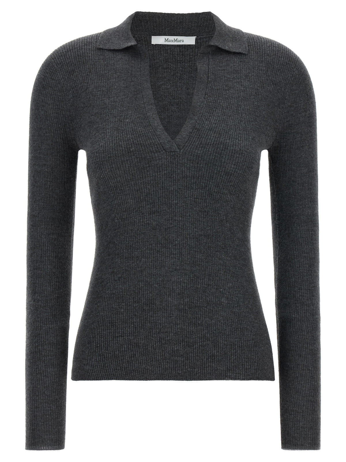 Max Mara Gray Cashmere Polo Shirt - Timeless Luxury Elegance