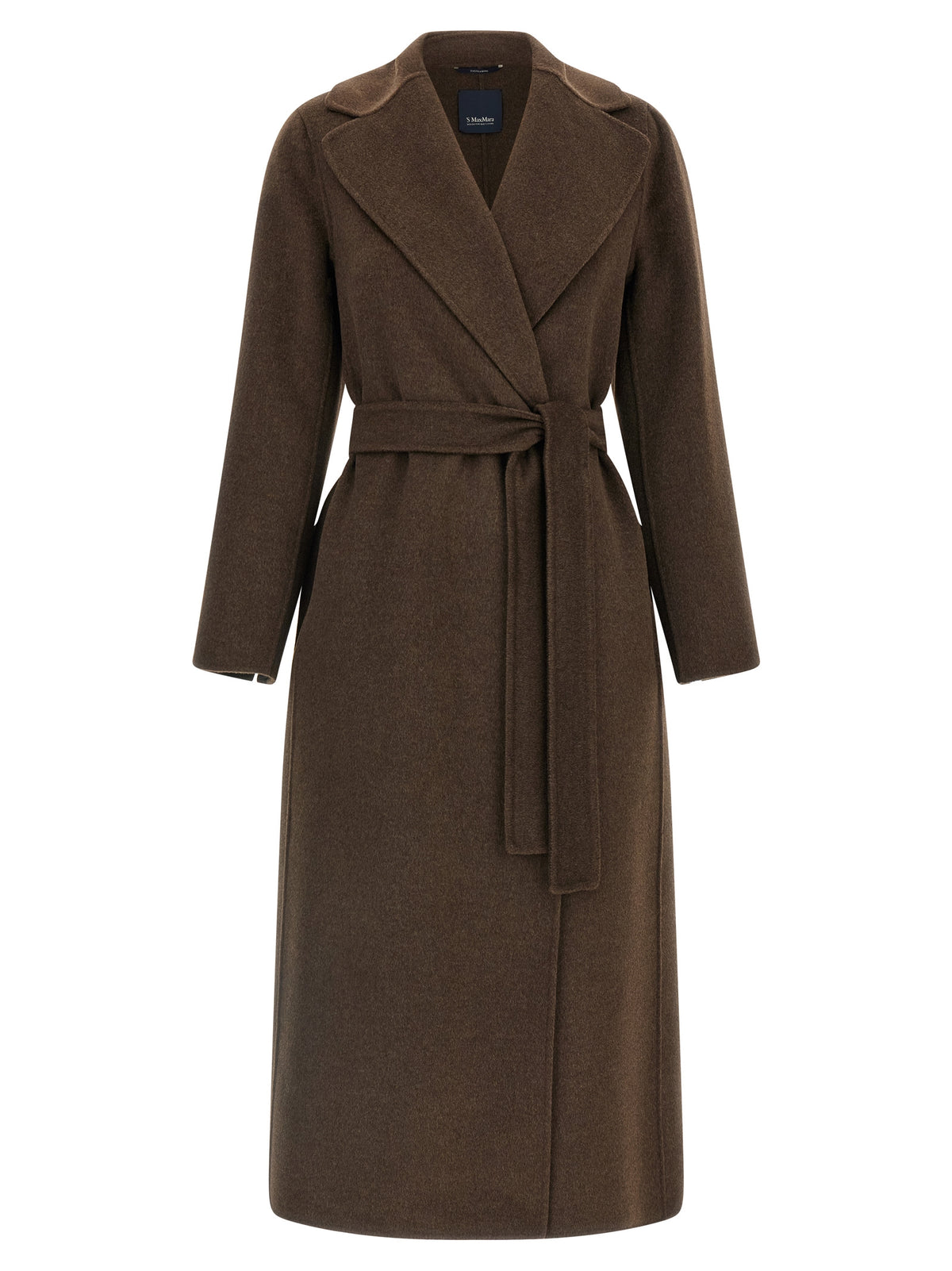 Indulge in the elegance of 'S Max Mara Brown Virgin Wool Coat, a luxurious blend of virgin wool and yak, embodying timeless sophistication for the discerning individual.