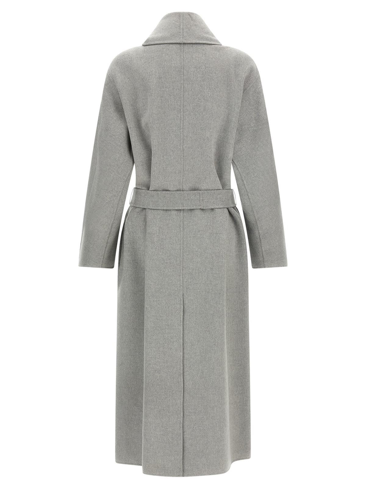 Indulge in the 'S Max Mara Gray Wool Coat, a masterpiece of pure wool and exquisite craftsmanship, embodying timeless elegance for the discerning individual.