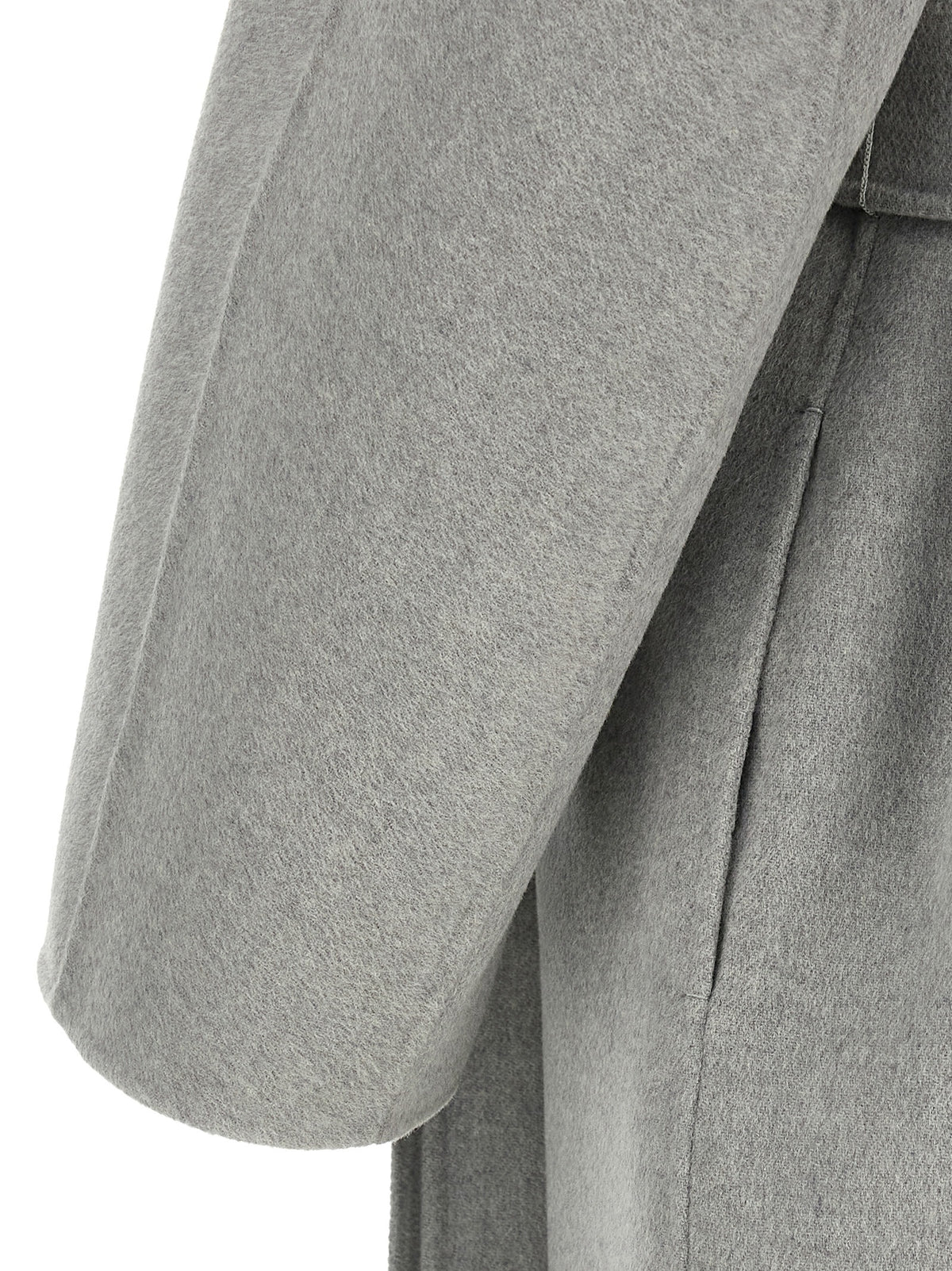 Experience the allure of the 'S Max Mara Gray Wool Coat, a masterpiece of pure wool and exquisite craftsmanship, embodying timeless luxury for every occasion.