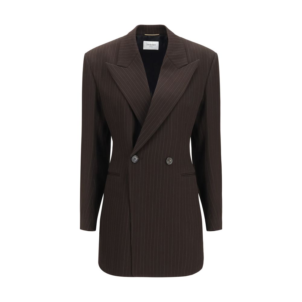 Saint Laurent Brown Wool Oves Aries Full-Length Jacket - Timeless Elegance