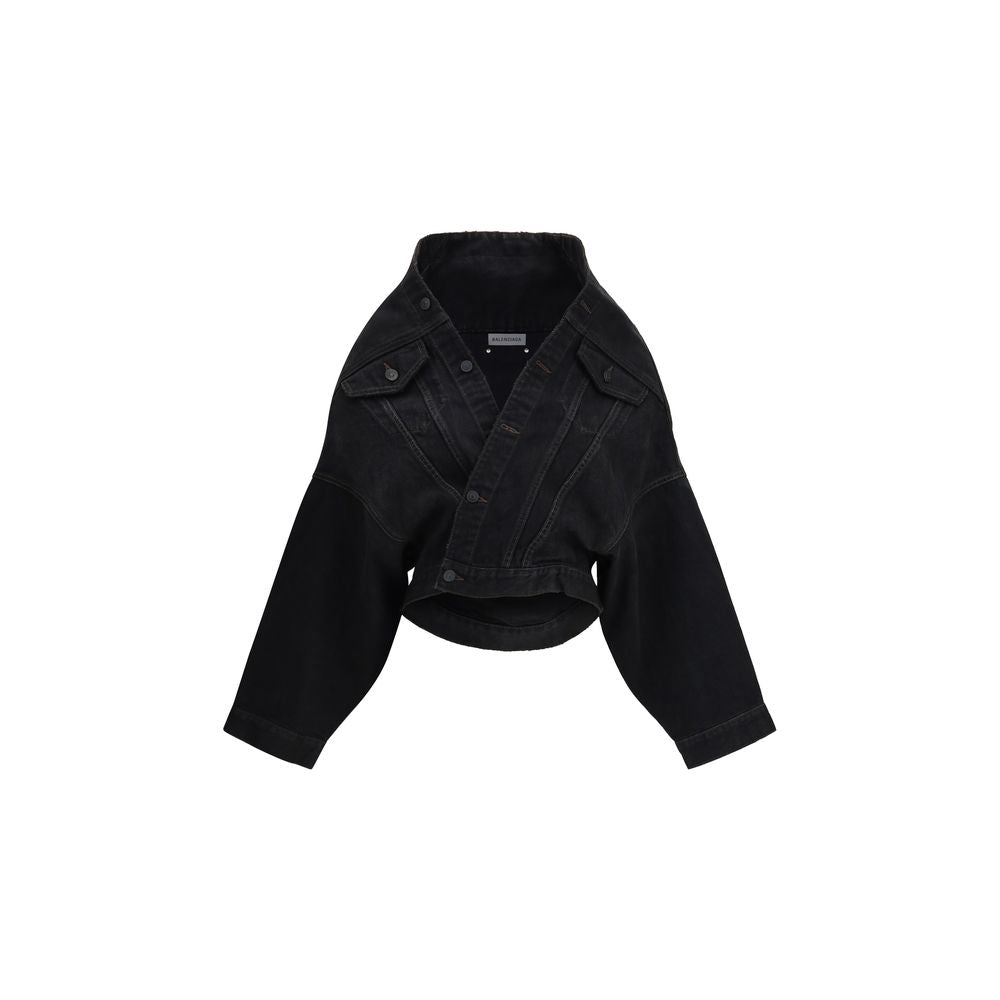 Balenciaga Black Cotton Denim Jacket - Timeless Luxury Redefined