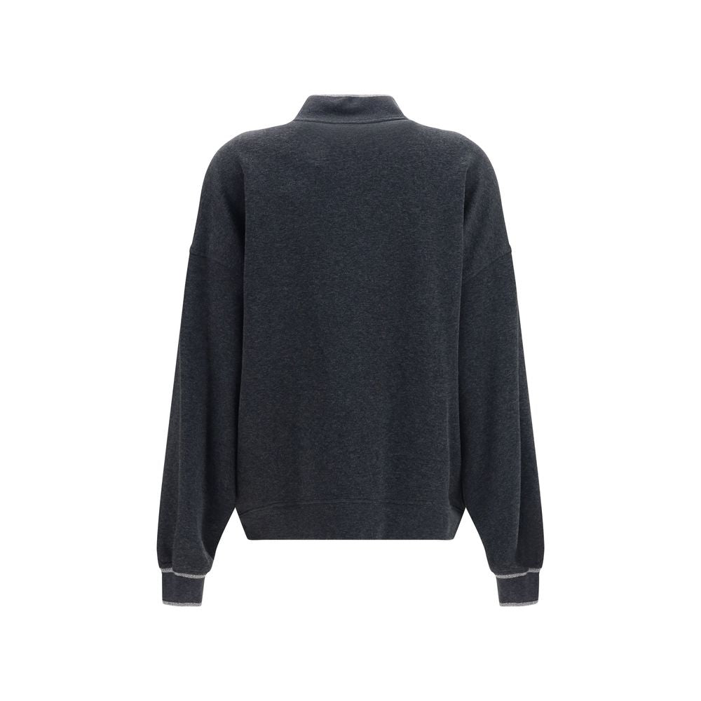Brunello Cucinelli Gray Cotton Bomber Jacket - Effortless Elegance