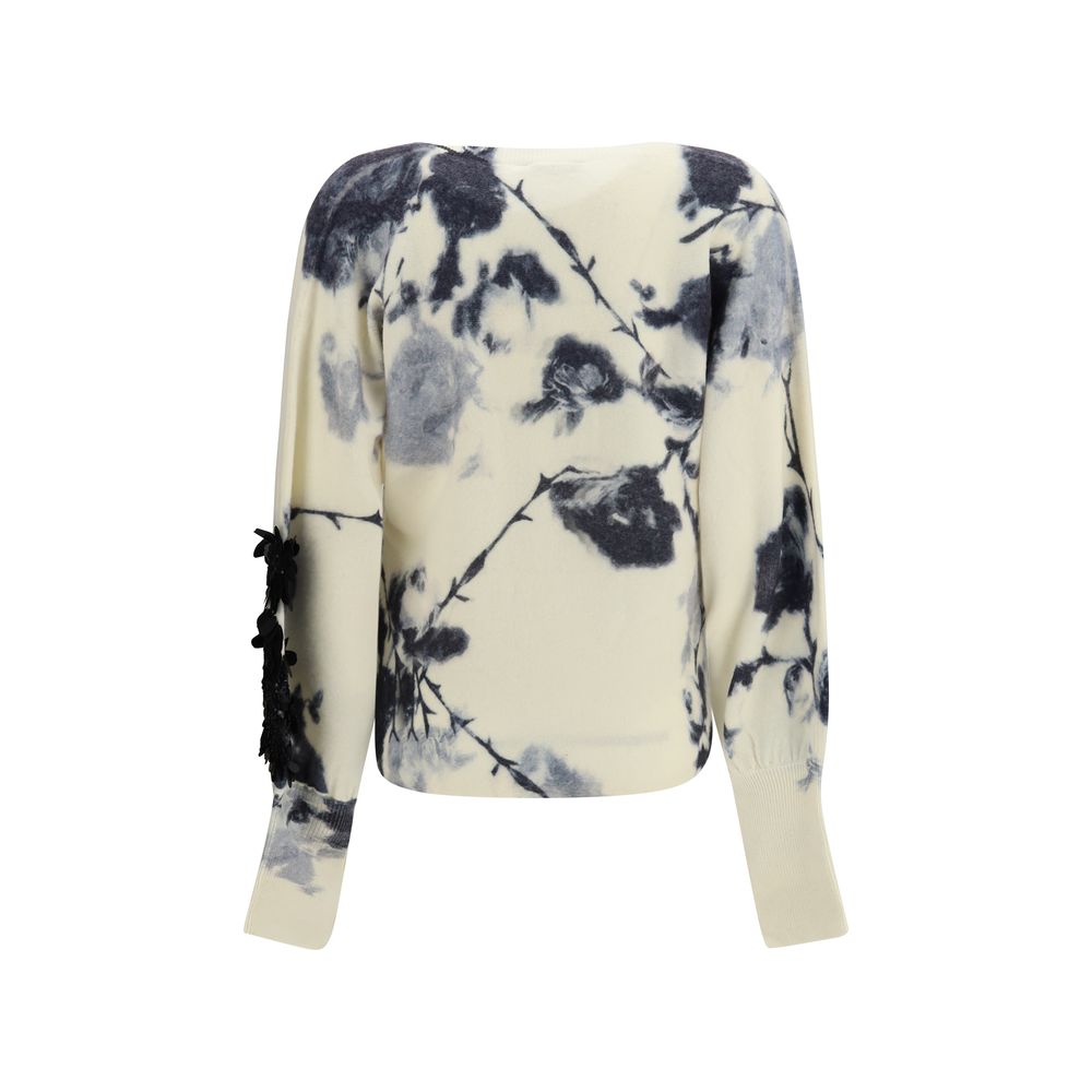 Blumarine Beige Cashmere Sweater - Timeless Floral Elegance