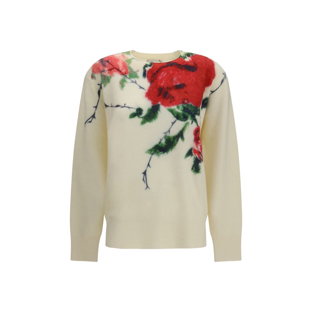 Blumarine Cashmere Sweater with Rose Print - Timeless Luxury