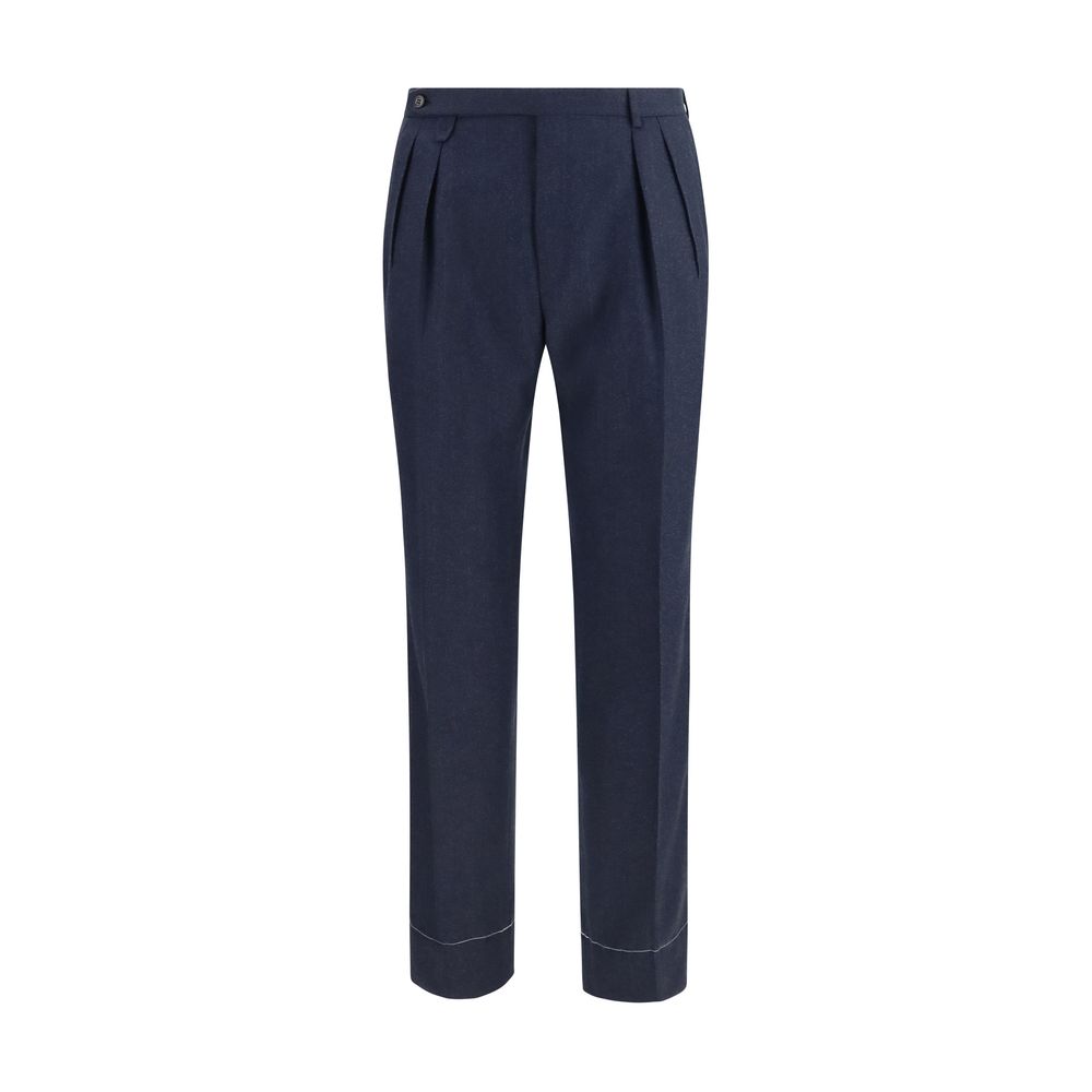 Brioni Blue Wool Oves Aries Casual Pants - Timeless Luxury Elegance