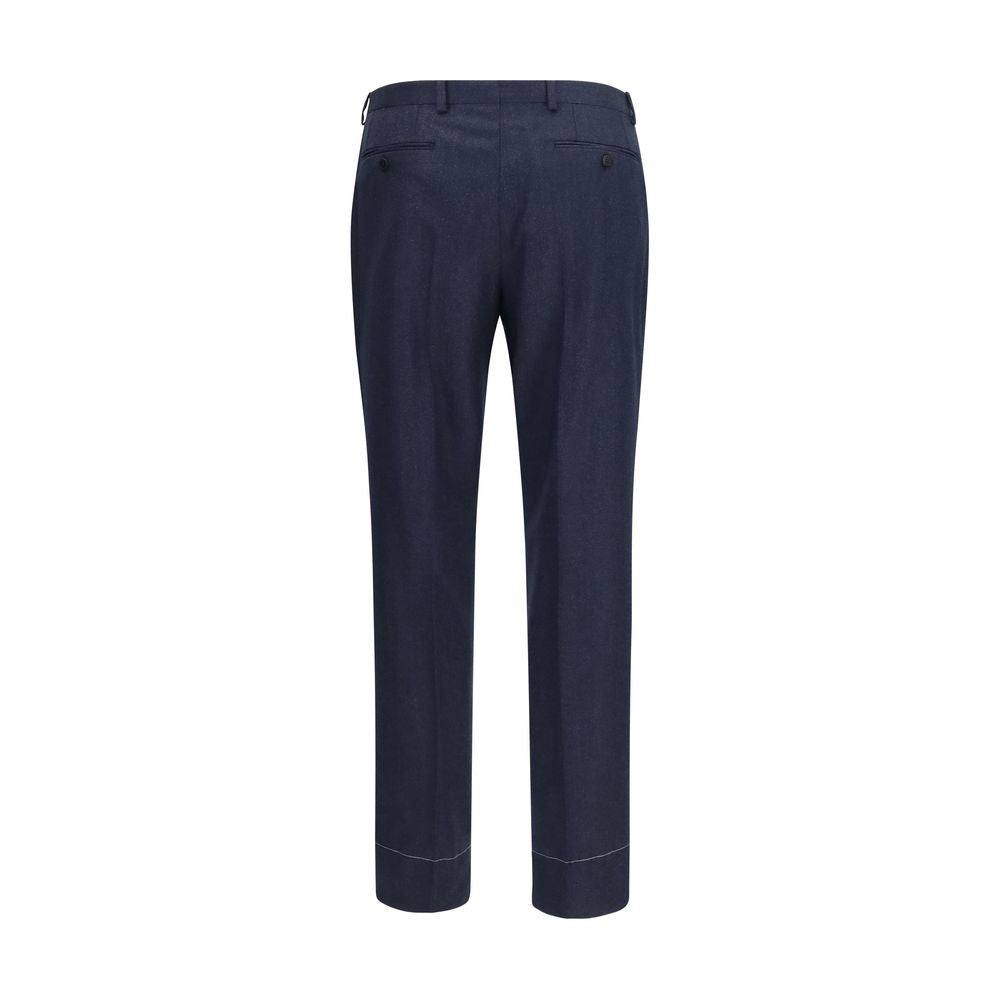 Brioni Blue Wool Oves Aries Casual Pants - Timeless Luxury Style