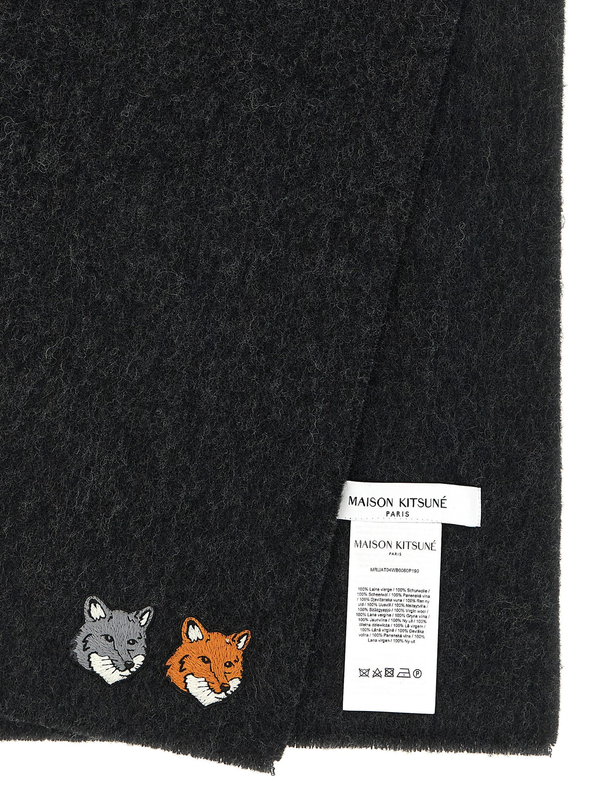 Maison Kitsuné Gray Virgin Wool Scarf - Elevate Your Elegance