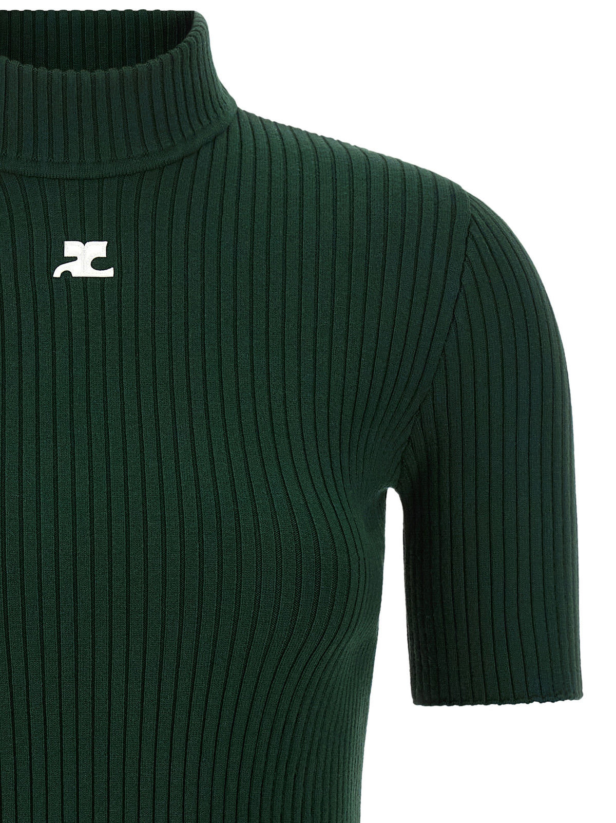 Courrèges Bicolor Viscose Turtleneck - Sculptural Elegance