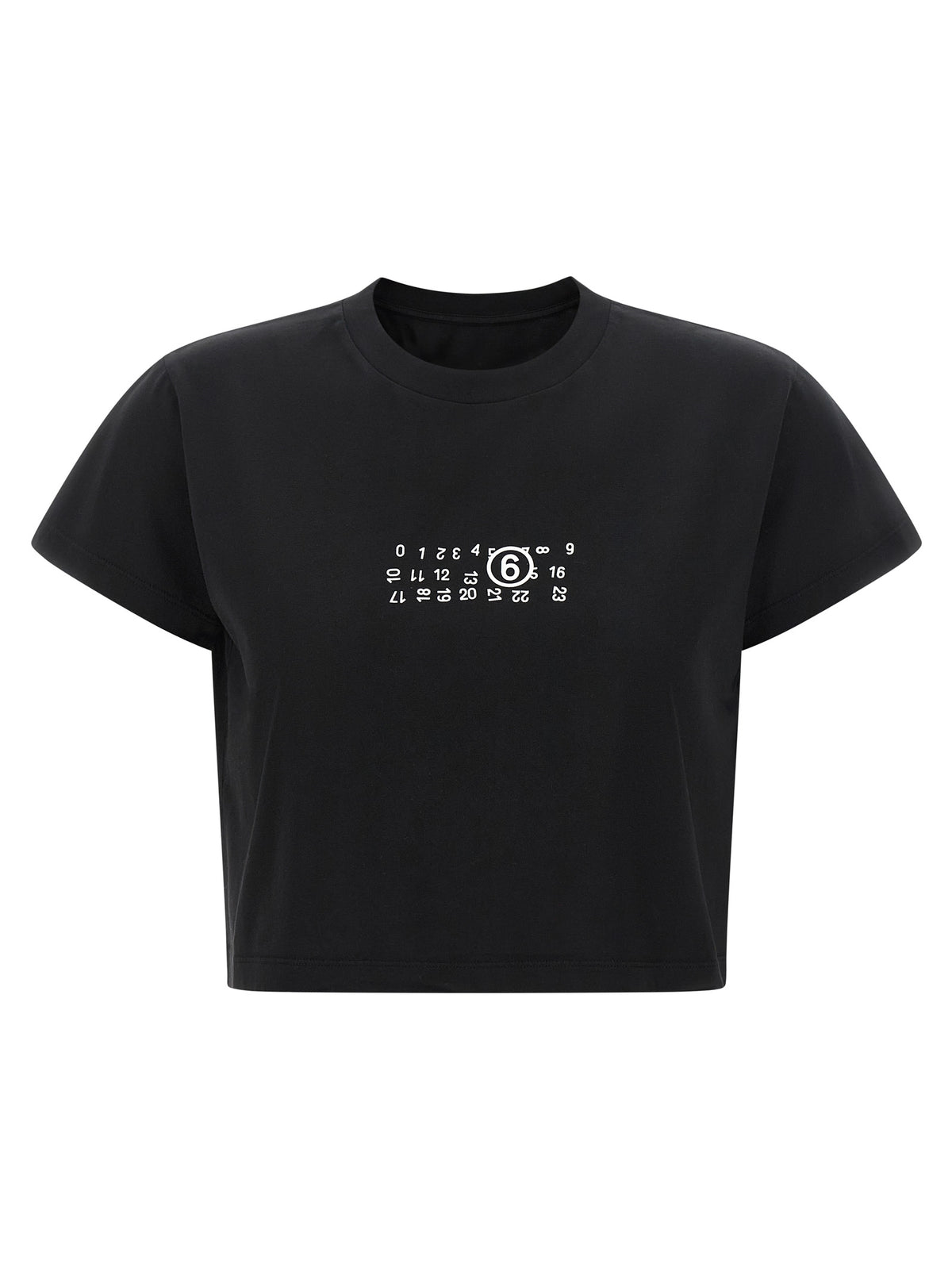 MM6 Maison Margiela Black Cropped T-Shirt - Luxe Cotton Elegance