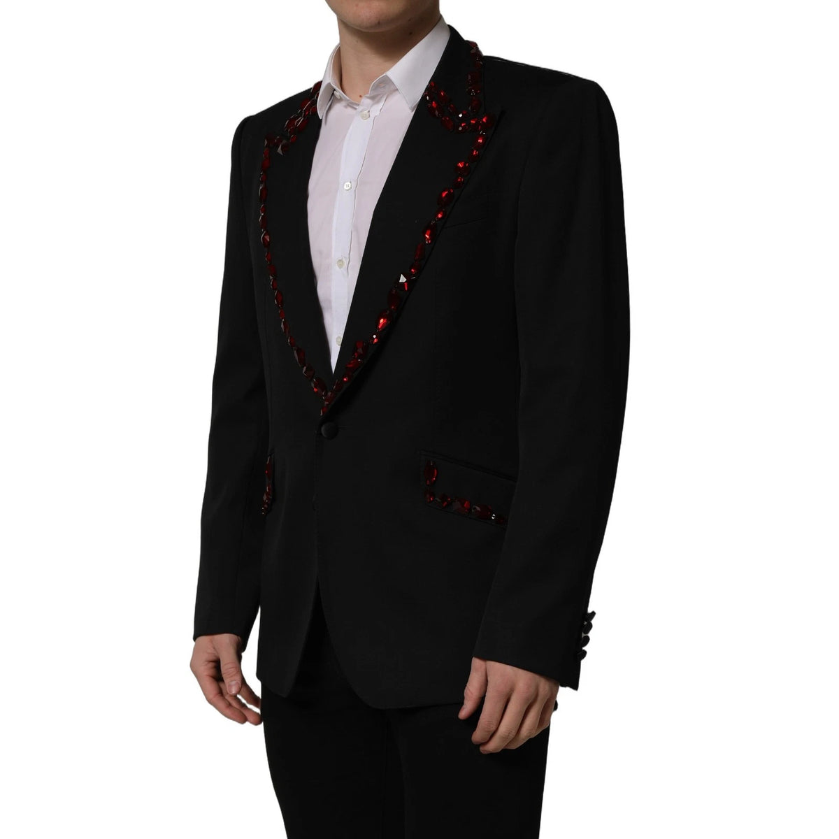Dolce & Gabbana Black Crystal Embellished Blazer Jacket