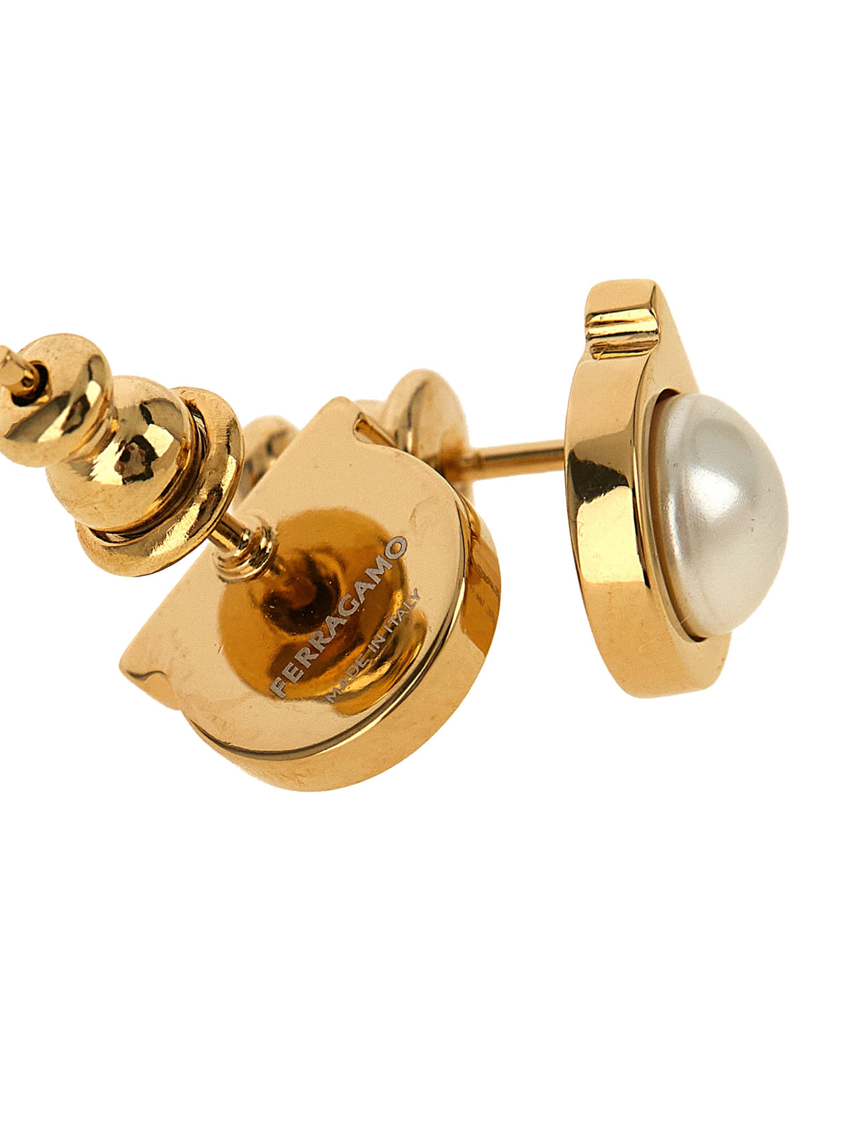 Ferragamo Gold Brass Earrings - Timeless Elegance Redefined