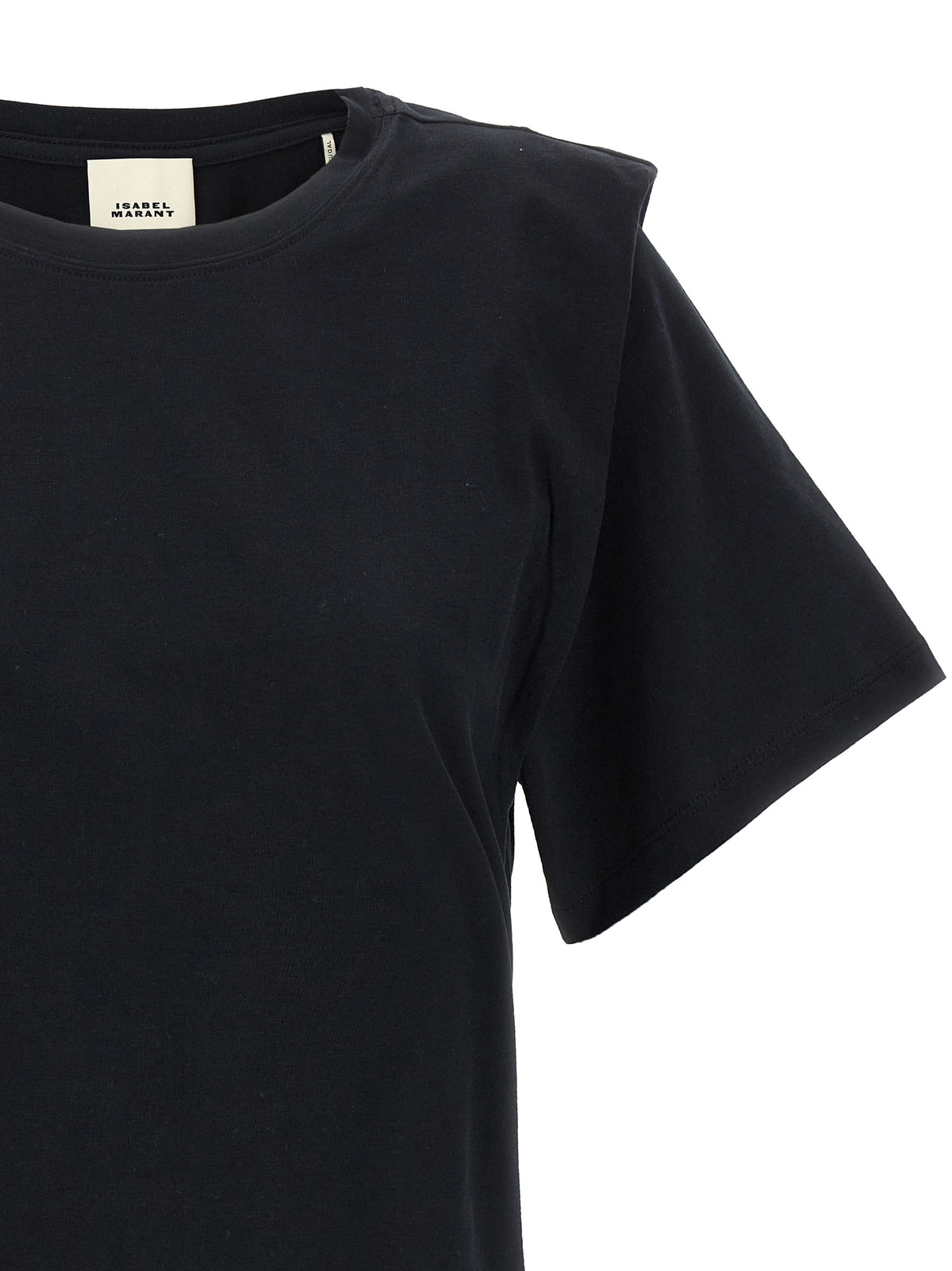 Elevate your style with the Isabel Marant Zelitos Black Cotton T-Shirt, a masterpiece of design and comfort, featuring unique shoulder strap detailing for bold sophistication.