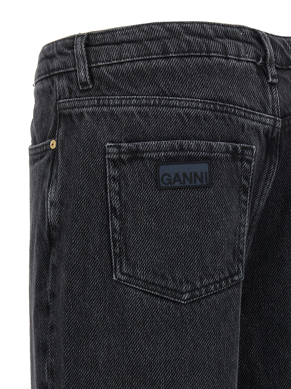 Experience the allure of GANNI's Izey black cotton jeans, where contemporary design meets luxurious comfort, redefining your wardrobe with effortless elegance.