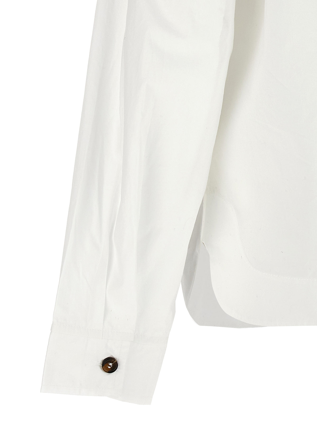 Elevate your elegance with the Ganni White Cotton Blouse, a masterpiece of refined craftsmanship and daring design, perfect for any sophisticated occasion.
