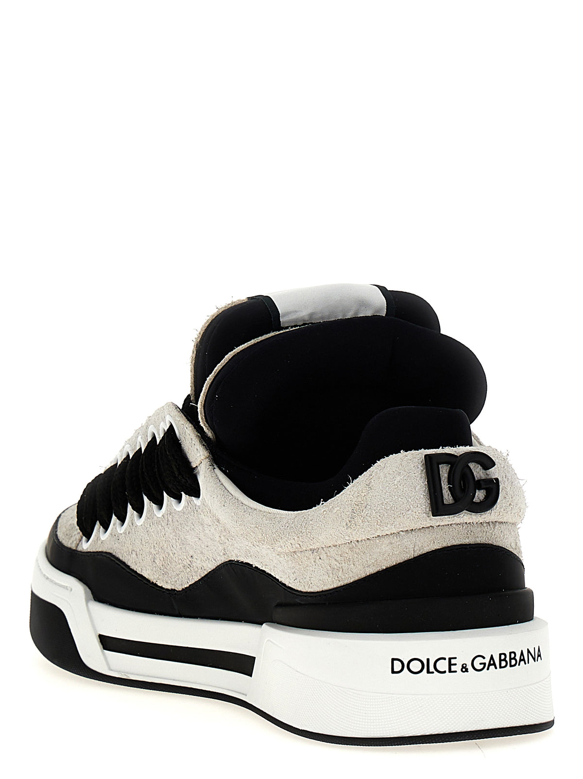 Step into a realm of elegance with Dolce & Gabbana's Bicolor Leather Athletic Sneakers, where luxurious suede and leather meet contemporary design for the discerning individual.
