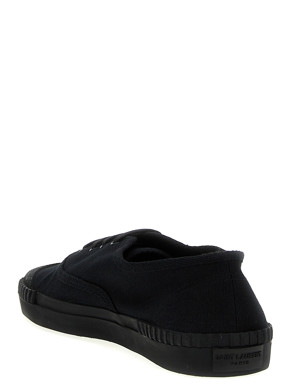 Elevate your style with Saint Laurent's Black Cotton Low Top Sneakers, where Italian craftsmanship meets urban sophistication, perfect for the discerning trendsetter.