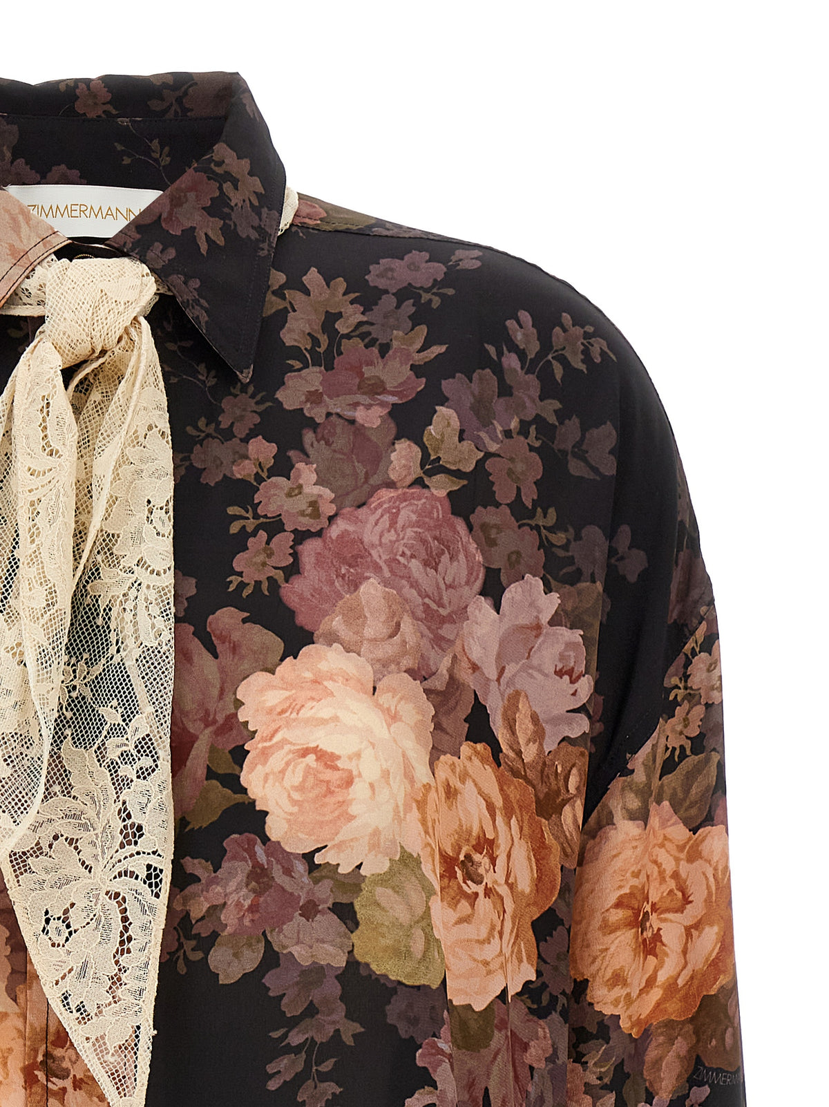 Indulge in the elegance of ZIMMERMANN's Multicolor Silk Blouse, where exquisite floral prints and a delicate lace bow redefine luxury and sophistication for the discerning wardrobe.