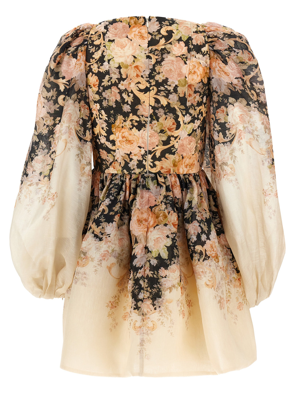 Elevate your wardrobe with ZIMMERMANN's Illustration Draped Mini dress, a luxurious blend of linen and silk, adorned with a captivating floral print for timeless elegance.