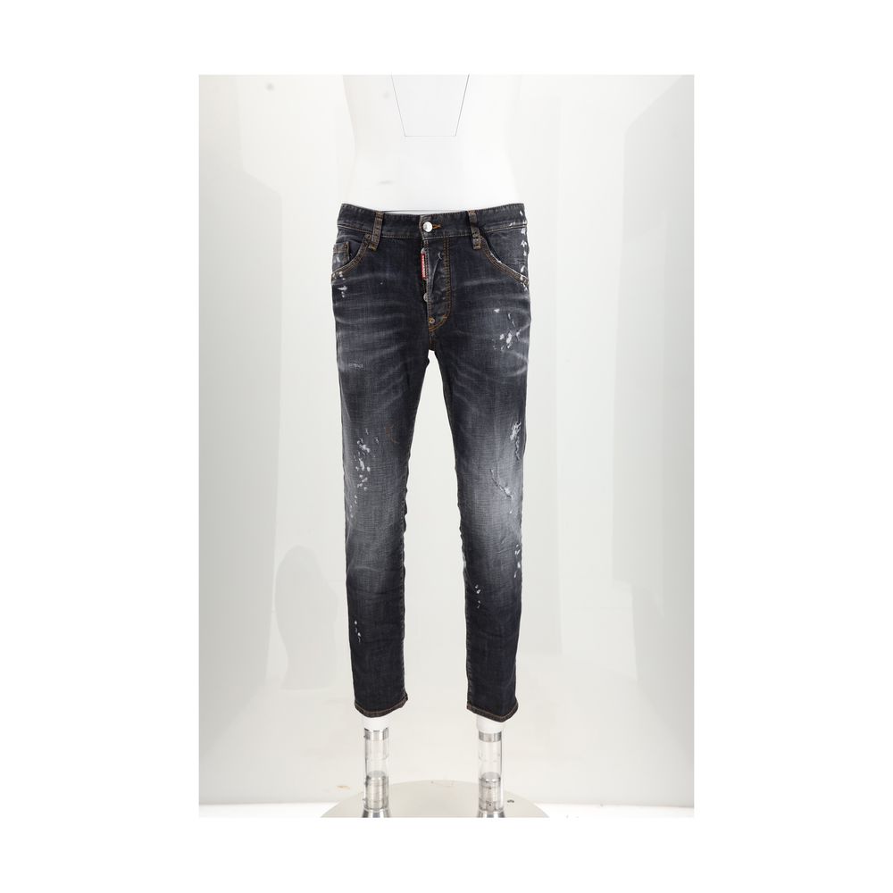 Elevate your style with Dsquared² Black Cotton Skinny Jeans, crafted from premium stretch denim for a luxurious fit that embodies sophistication and effortless allure.
