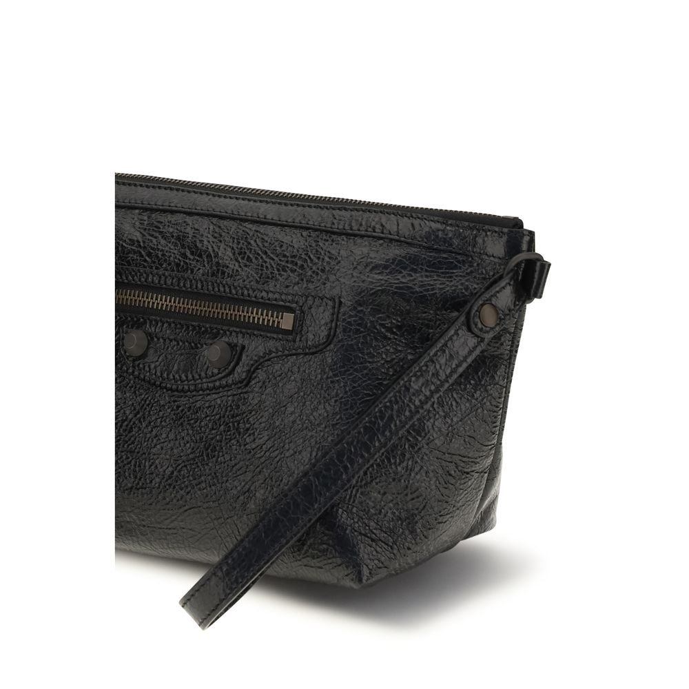Balenciaga Vintage Black Calf Leather Pouch - Timeless Luxury