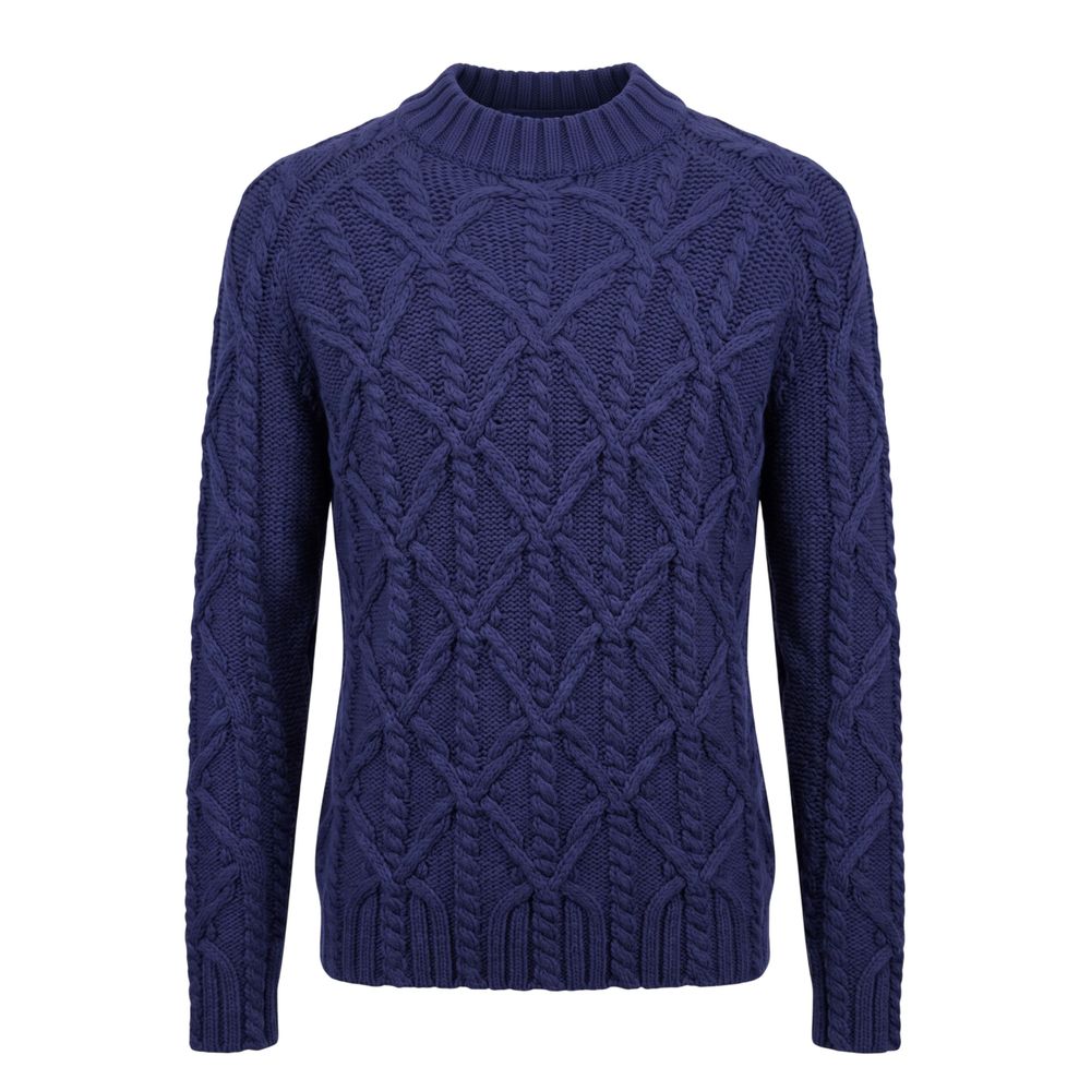 Malo Blue Cotton Mock-Neck Sweater - Timeless Luxury Elegance