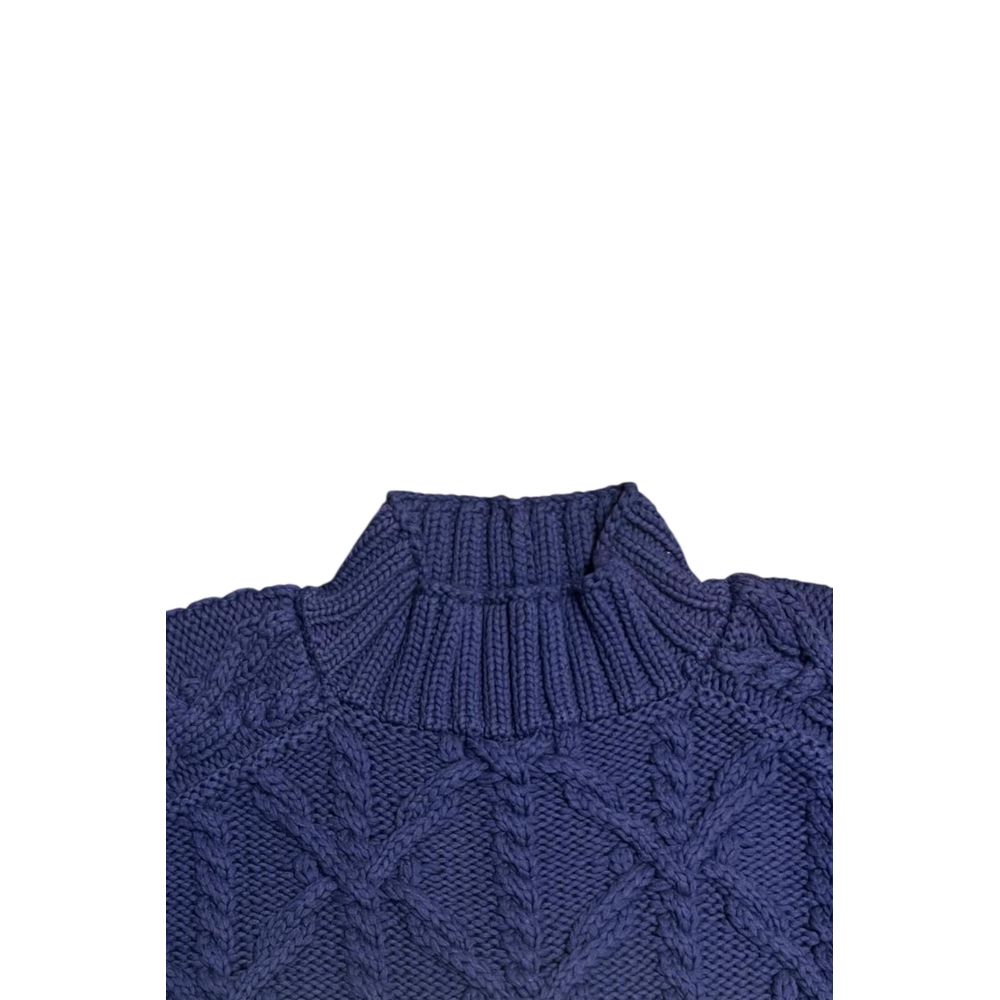 Malo Blue Cotton Mock-Neck Sweater - Timeless Luxury Elegance