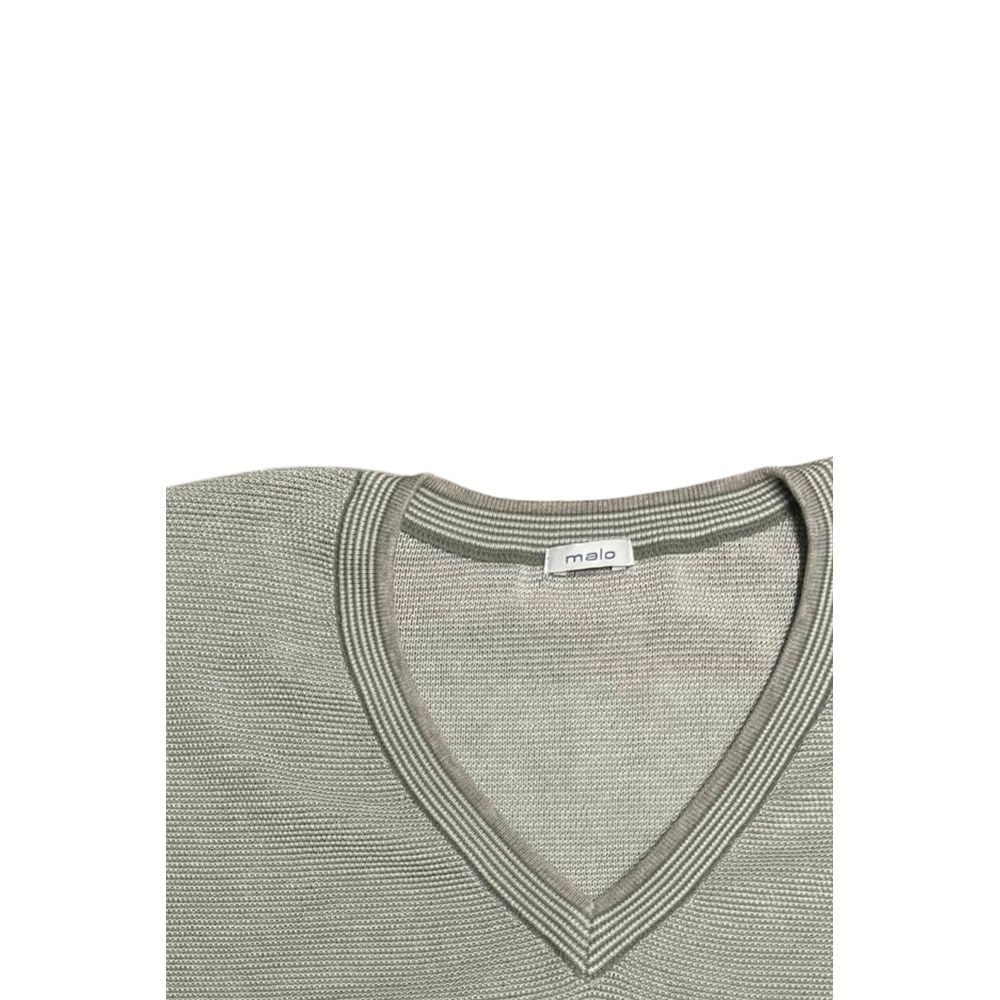 Malo V-neck Sweater - Contemporary Luxury in Green Cotton