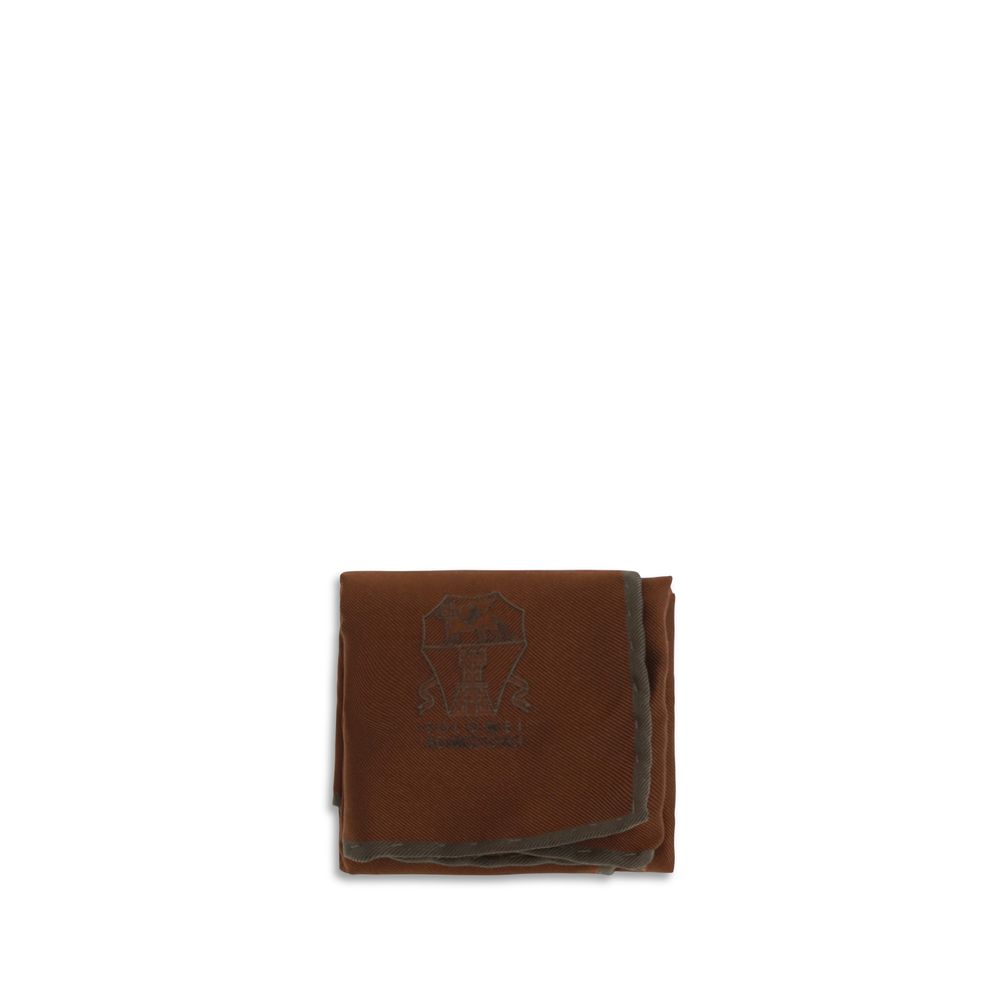 Brunello Cucinelli Silk Pocket Square - Timeless Elegance in Brown