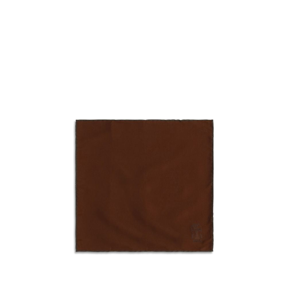 Brunello Cucinelli Silk Pocket Square - Timeless Elegance in Brown