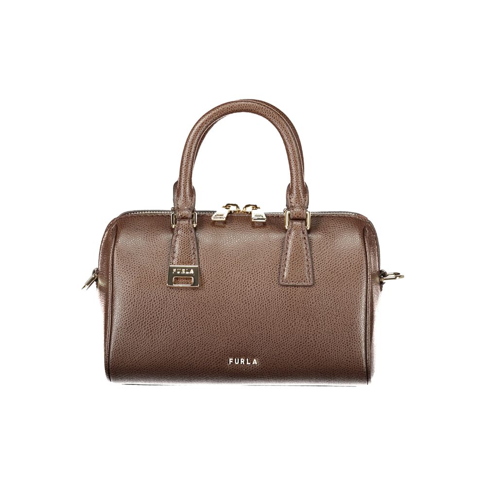 Furla Olivia Mini Boston Bag - Luxurious Brown Leather Handbag