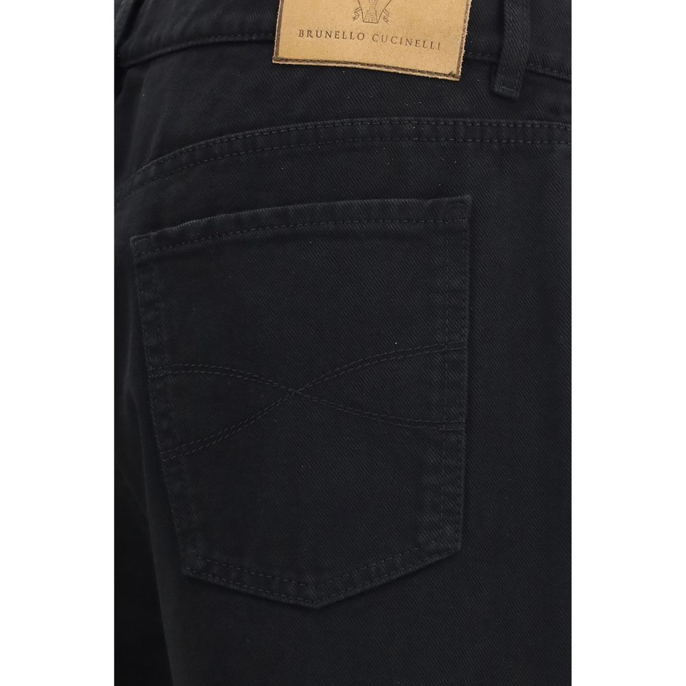 Brunello Cucinelli High-Waisted Cotton Jeans for Timeless Elegance