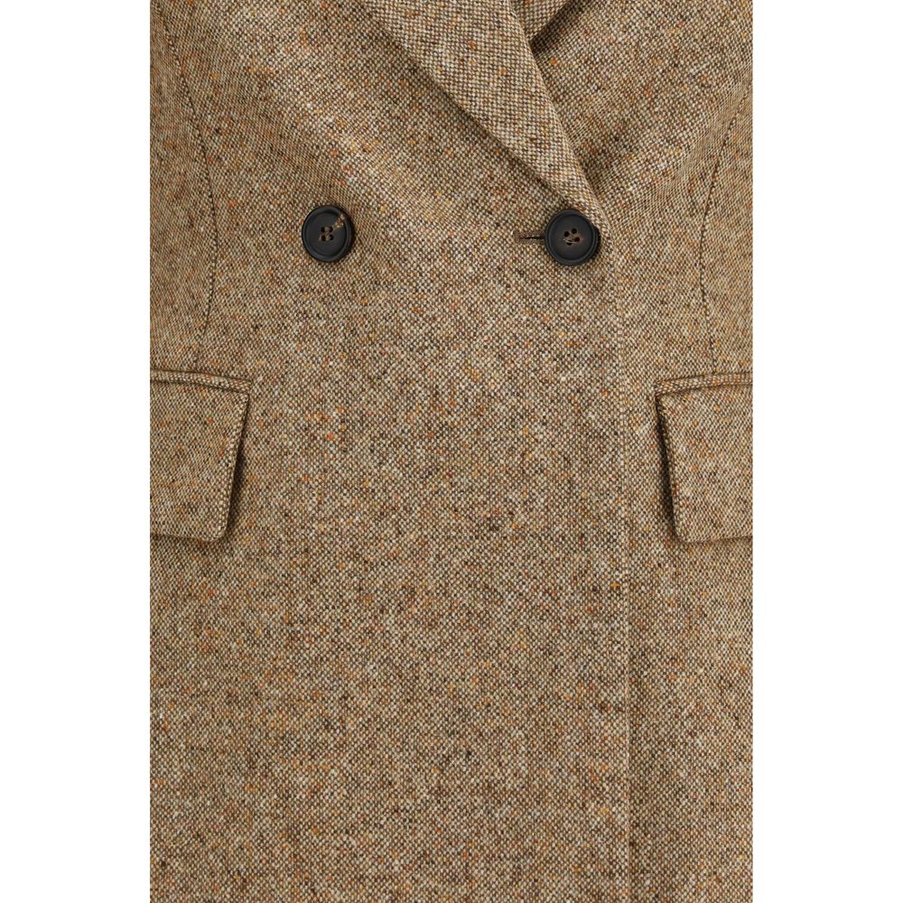 Elevate your wardrobe with the Brunello Cucinelli Beige Wool Oves Aries Full-Length Jacket, a sublime blend of virgin wool and polyamide, embodying exquisite craftsmanship and timeless elegance.