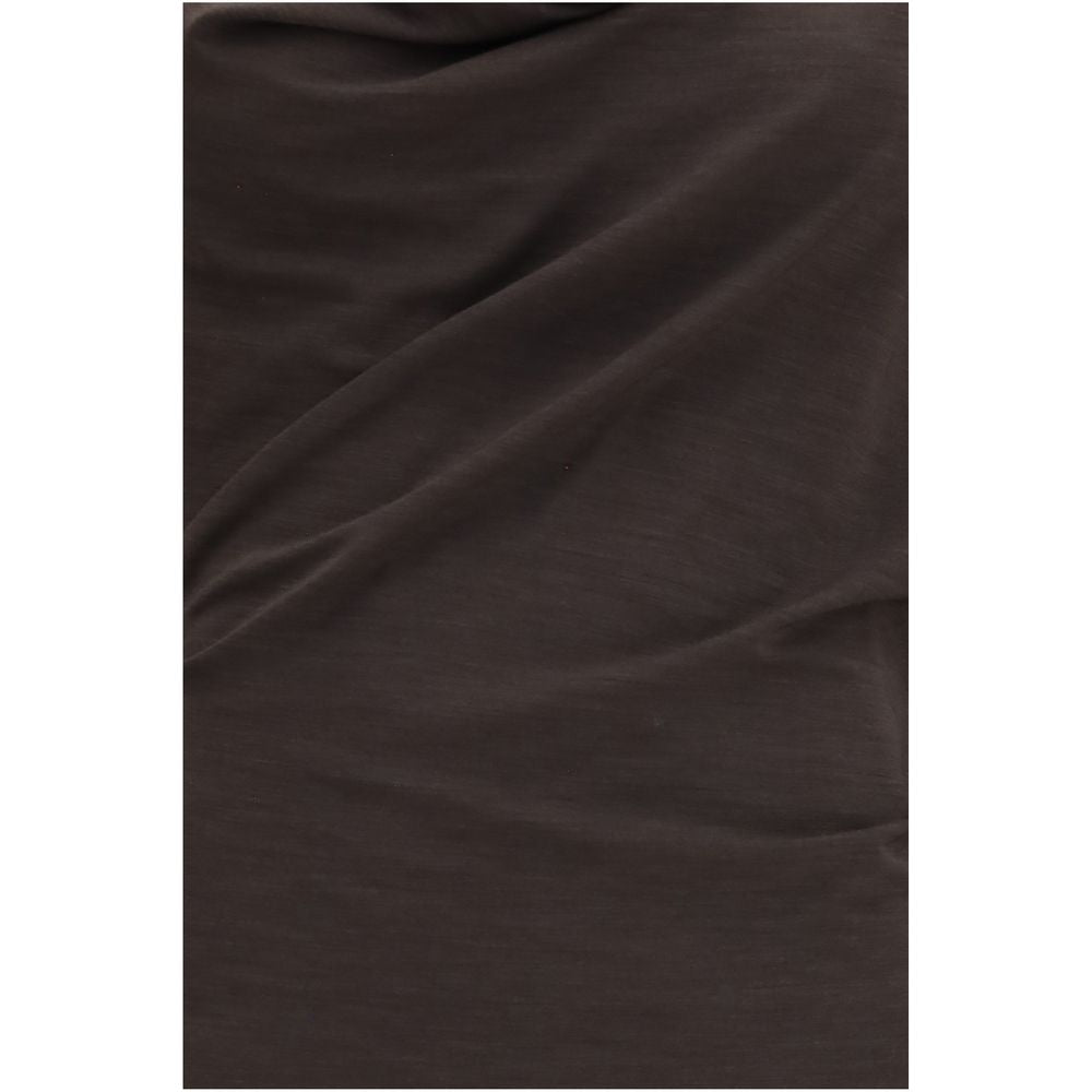 Experience the allure of Brunello Cucinelli's Brown Wool Draped Midi Dress, where exquisite craftsmanship meets timeless elegance, perfect for those who embody sophistication.