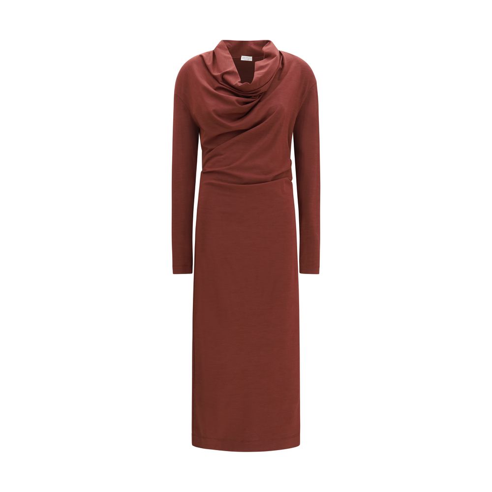 Brunello Cucinelli Bordeaux Wool Casual Dress - Timeless Luxury