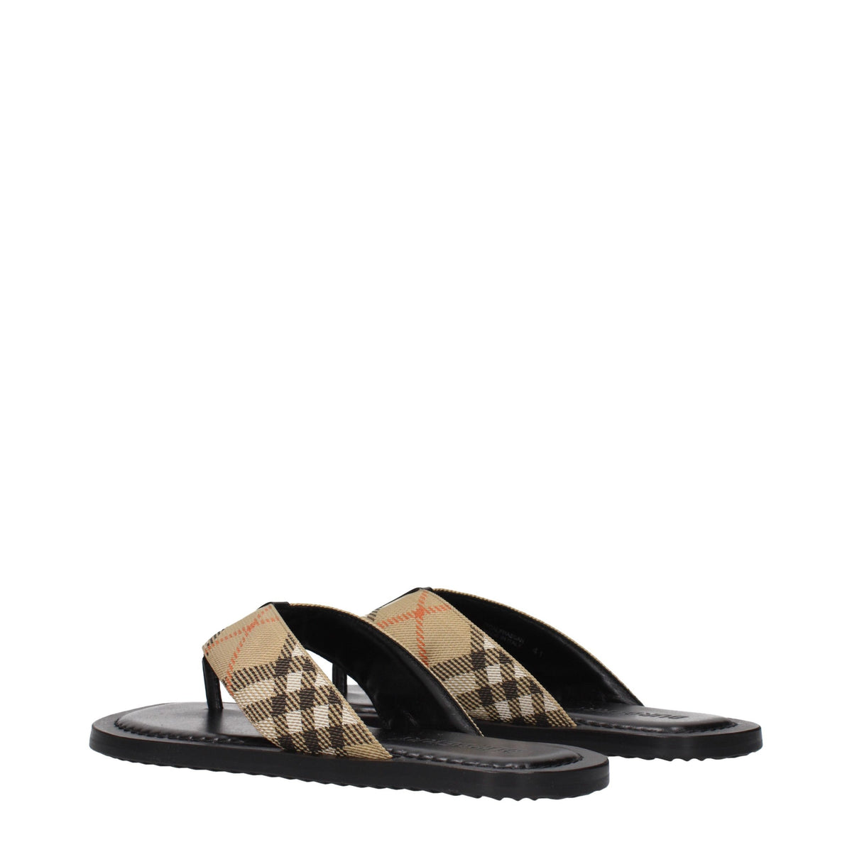 Elevate your summer style with Burberry Beige Fabric Flip-Flop Sandals, where exquisite craftsmanship meets timeless luxury for the discerning modern individual.