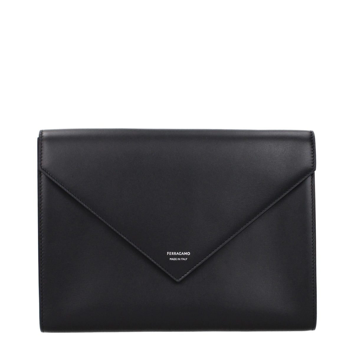 Discover the Ferragamo Black Leather Clutch Bag, a masterpiece of craftsmanship that embodies timeless luxury and sophistication for the discerning individual.