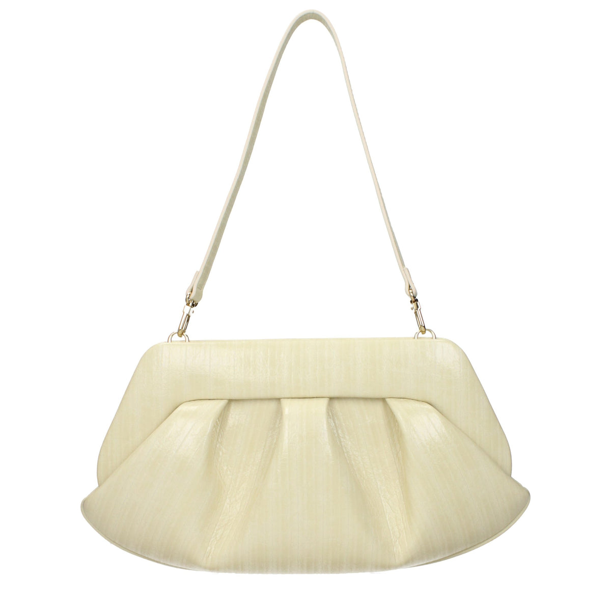 Indulge in the exquisite THEMOIRè Beige Leather Clutch Bag, a masterpiece of eco leather craftsmanship that elevates your elegance and sophistication for any occasion.