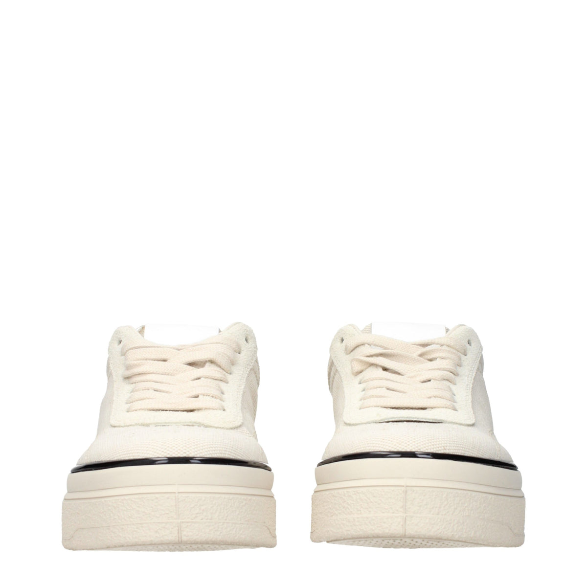 Experience the exquisite allure of Jil Sander's Beige Fabric Platform Sneakers, where luxurious craftsmanship meets minimalist elegance, perfect for the discerning connoisseur.