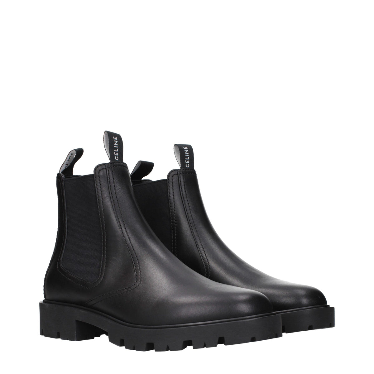 Step into the realm of elegance with Celine Black Leather Ankle Boots, where exquisite craftsmanship meets timeless luxury, perfect for the discerning individual.
