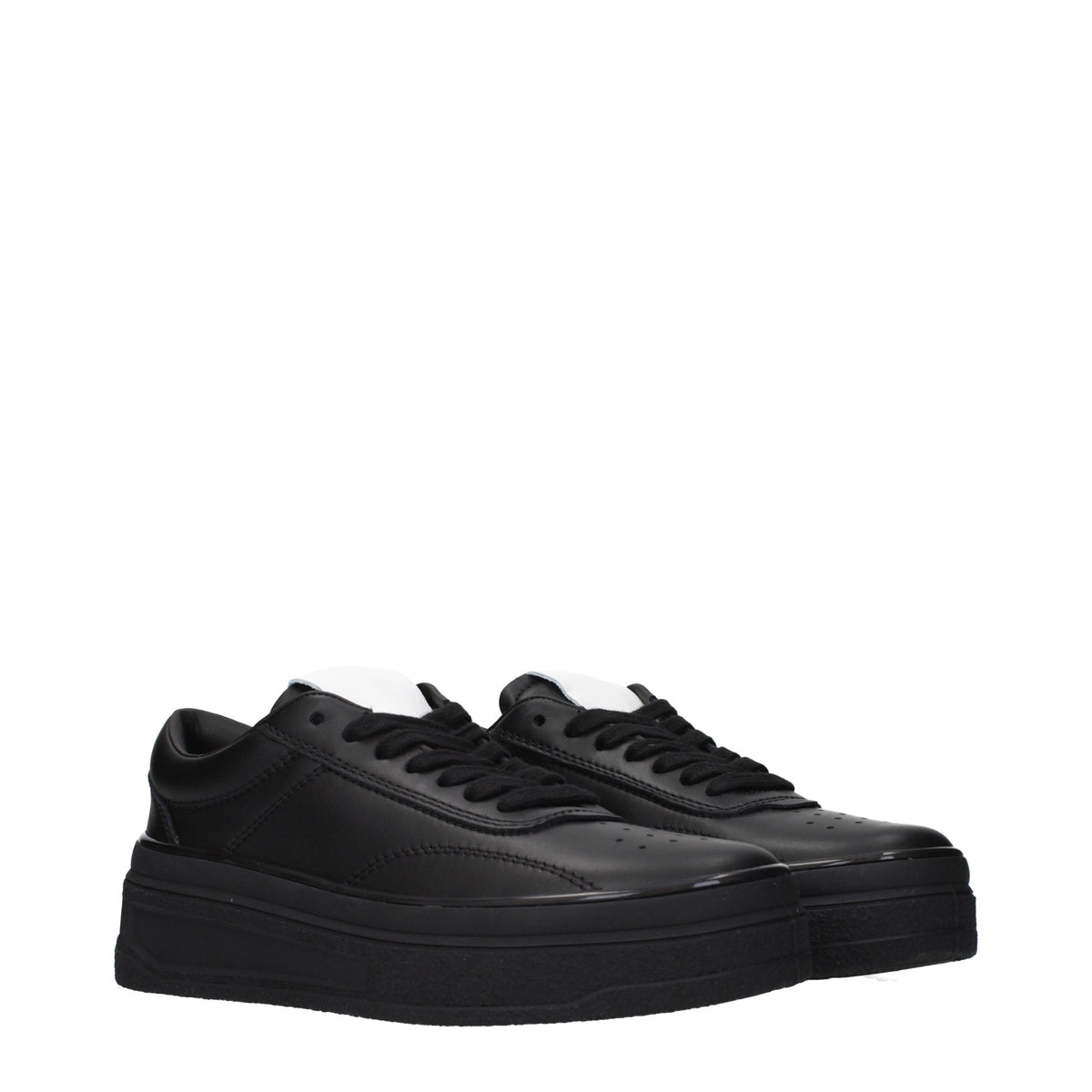 Elevate your style with Jil Sander's Black Leather Platform Sneakers, where timeless luxury meets exquisite craftsmanship, perfect for the discerning individual.