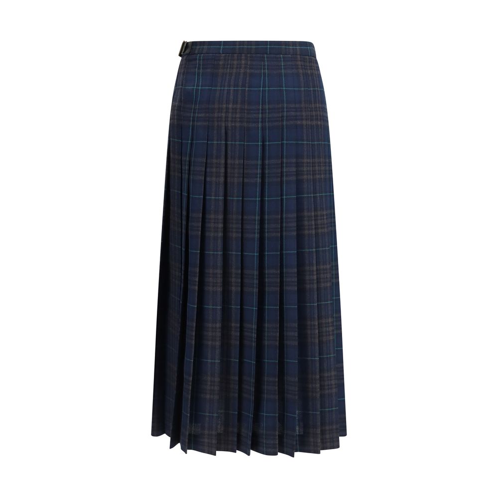 Burberry Pleated Check Wool-Blend Skirt - Timeless Luxury Fashion