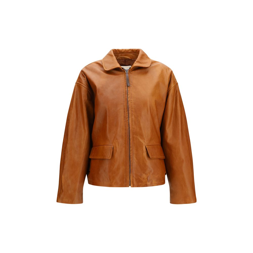Marni Brown Calf Leather Bos Taurus Jacket - Luxe Monochrome Elegance