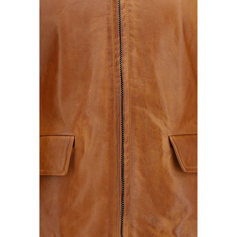 Marni Brown Calf Leather Bos Taurus Jacket - Luxurious Craftsmanship