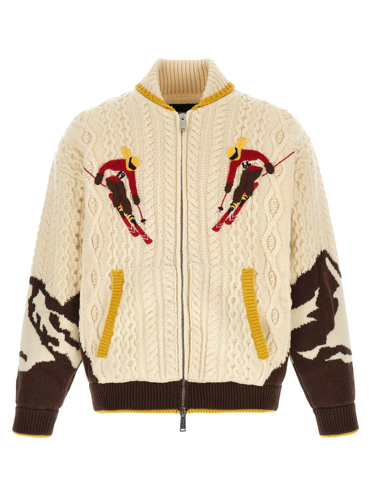 Indulge in the luxurious DSQUARED2 'Snowy Dream' cardigan, crafted from pure wool with exquisite detailing, perfect for sophisticated après-ski elegance.