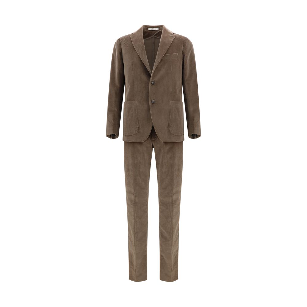 Elevate your style with the Tagliatore Brown Cotton Two-Piece Suit, a blend of retro charm and modern sophistication, crafted for those who command attention.