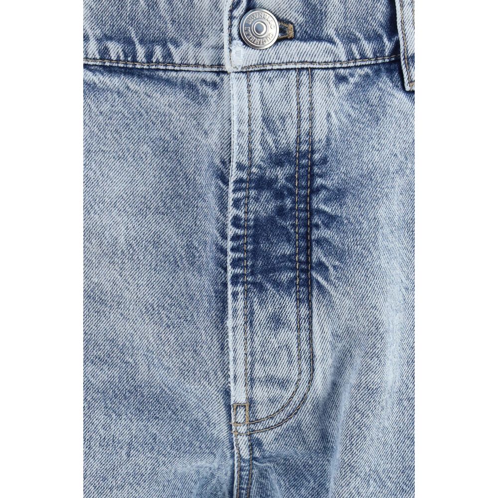 Experience the allure of Brunello Cucinelli's Blue Cotton Straight-Leg Jeans, where faded-effect denim meets exquisite craftsmanship for a timeless, sophisticated look.