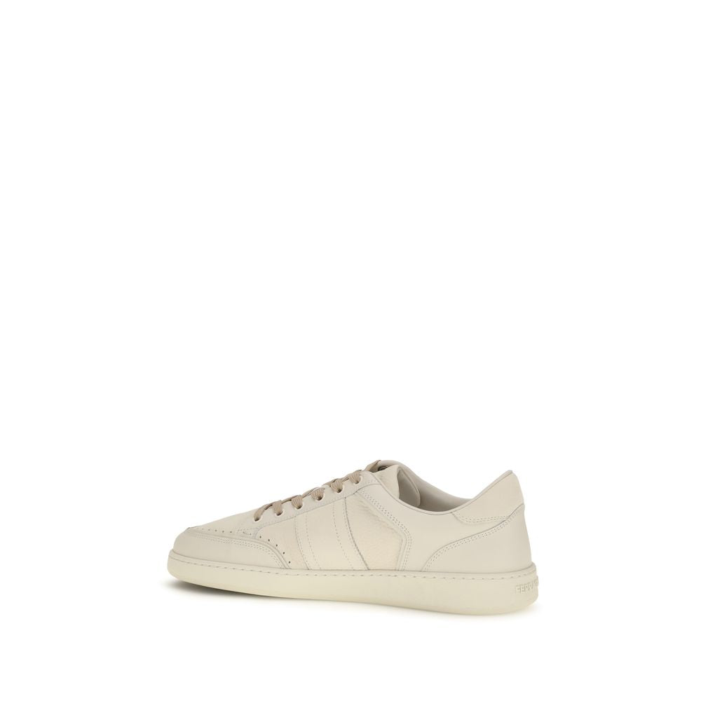 Ferragamo Beige Nubuc Leather Low Top Sneakers - Timeless Luxury