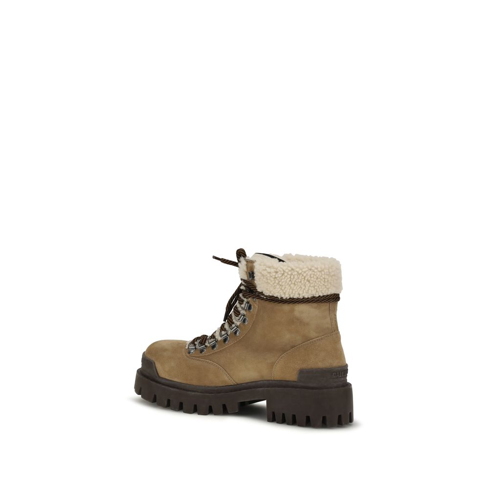 Balenciaga Beige Suede Lace-Up Boots for Timeless Elegance